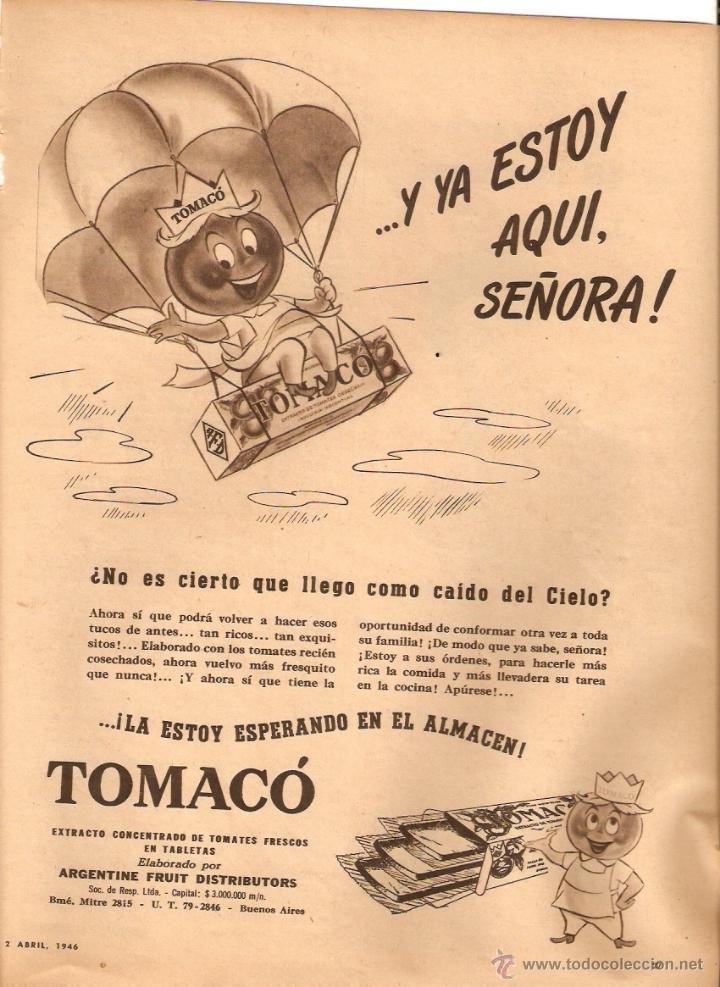 Collecting paper: A&Ntilde;O 1946 RECORTE PRENSA PUBLICIDAD PERFUME 18 DE NANTES TOMACO EXTRACTO DE TOMATES ARGENTINA