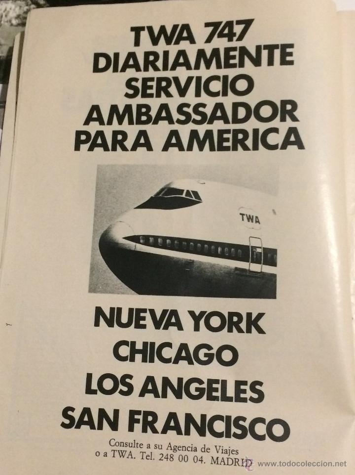 Coleccionismo: Publicidad de l&iacute;nea a&eacute;rea TWA. P&aacute;gina original de prensa de 1973. Enmarcable.