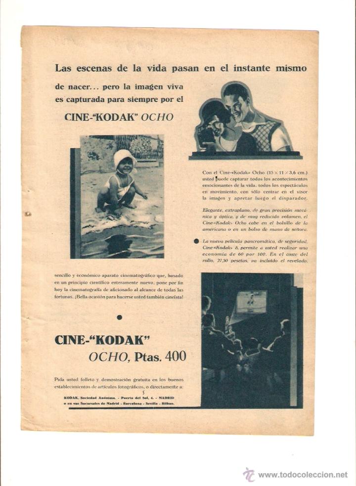 Coleccionismo: A&Ntilde;O 1934 RECORTE PRENSA PUBLICIDAD CINE KODAK OCHO
