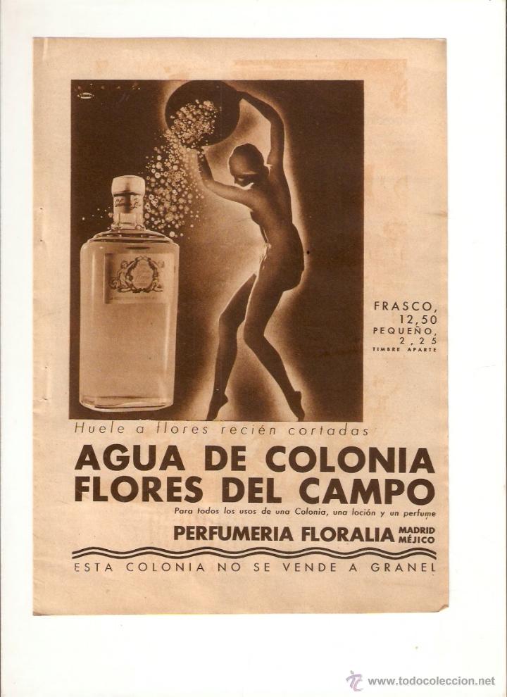 Coleccionismo: A&Ntilde;O 1935 RECORTE PRENSA PUBLICIDAD AGUA DE COLONIA FLORES DEL CAMPO PERFUMERIA FLORALIA