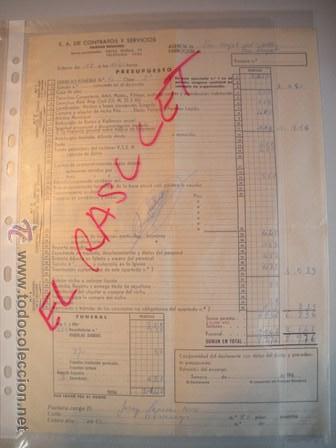 Collezionismo: ANTIGUO  PRESUPUESTO  -  DE POMPAS  FUNEBRES  DEL  17  DE MARZO  DE  1965  - SAN CUGAT DEL VALLES -