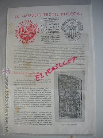 Collezionismo: ANTIGUO  PROGRAMA  - EL MUSEO TEXTIL BIOSCA - INSTITUTO INDUSTRIAL DE TARRASA -