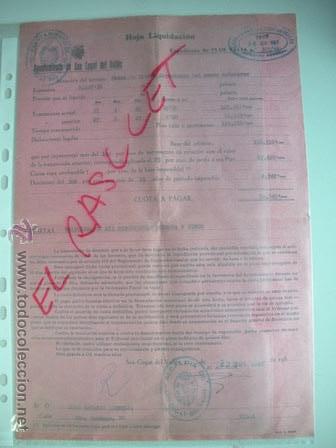 Collezionismo: ANTIGUA  HOJA LIQUIDACION - PLUS VALIA - SAN CUGAT DEL VALLES - 25 NOV. DE 1967 -