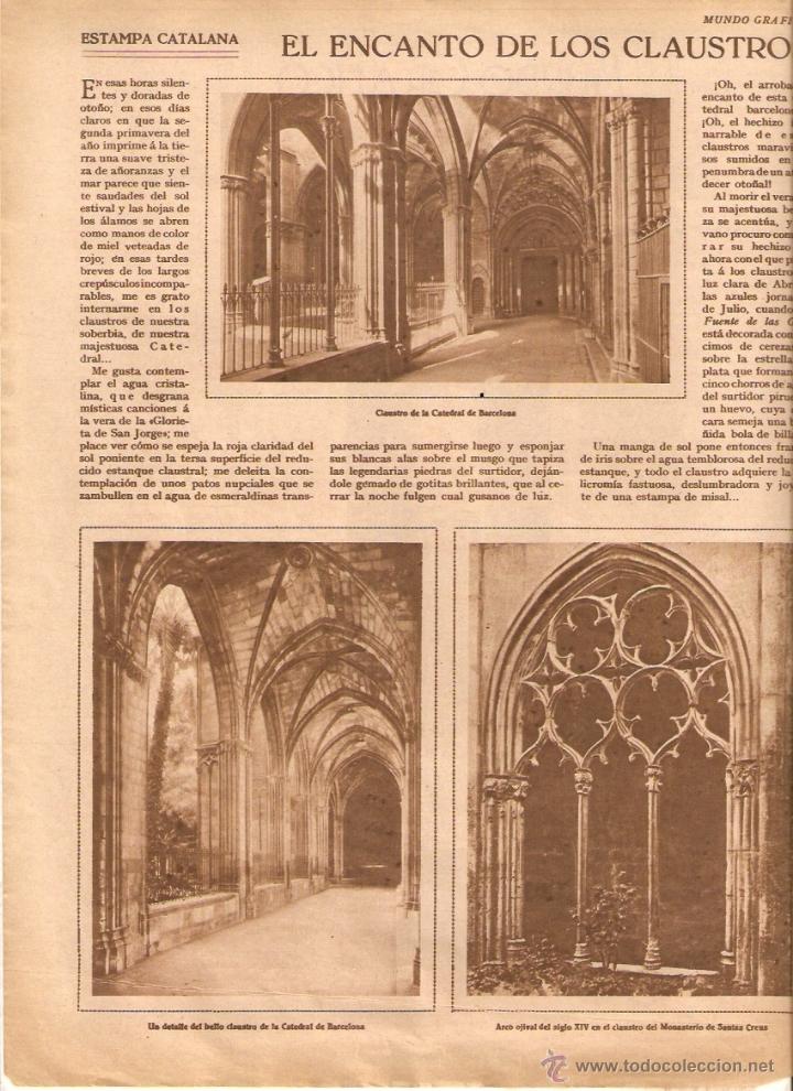 Collecting paper: A&Ntilde;O 1929 ENCANTO DE LOS CLAUSTROS CATEDRAL BARCELONA GERONA SANT CUGAT DEL VALLES MONASTERIO RIPOLL