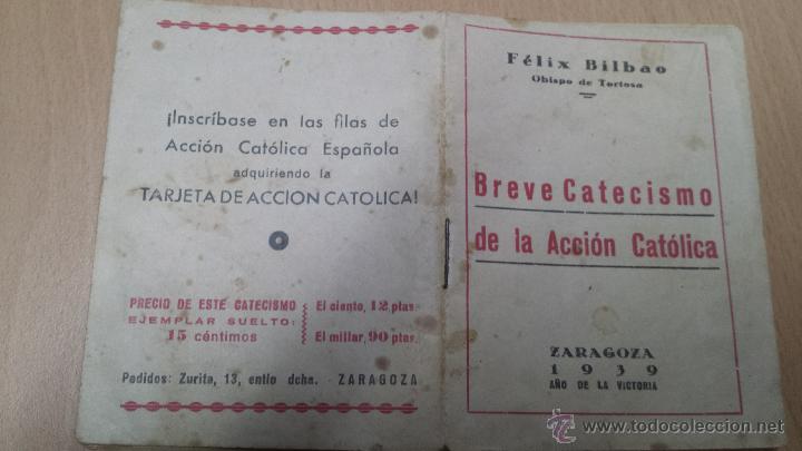 Sammelleidenschaft Papier: BREVE CATECISMO F. BILBAO OBISPO DE TOROS ZARAGOZA 1939