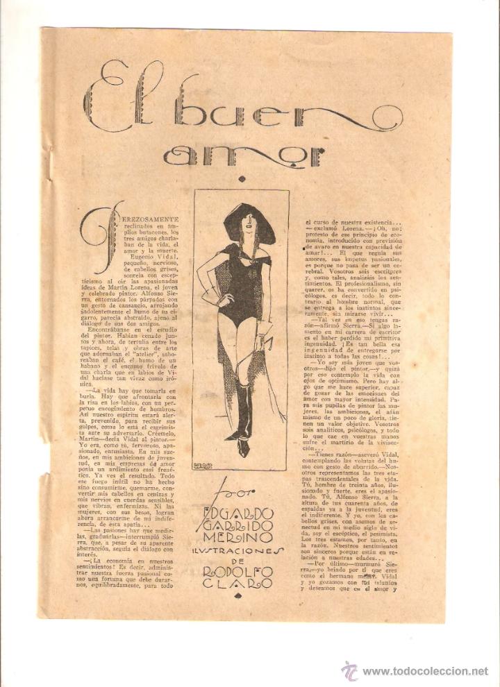 Coleccionismo: A&Ntilde;O 1926 RECORTE PRENSA RELATO CORTO EL BUEN AMOR EDUARDO GARRIDO MERINO DIBUJO RODOLFO CLARO