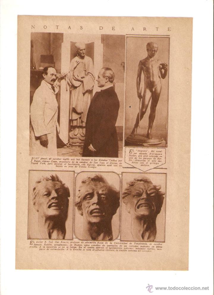 Coleccionismo: A&Ntilde;O 1926 RECORTE PRENSA ARTE ESCULTURA ESCULTOR JUAN ANGEL HERMAN MELLER EL ARQUERO
