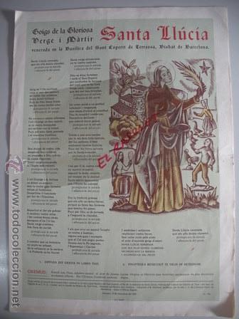 Coleccionismo: SANTA  LLUCIA - VENERADA EN LA BASILICA DEL SANT ESPERIT DE TERRASSA - BISBAT DE BARCELONA -