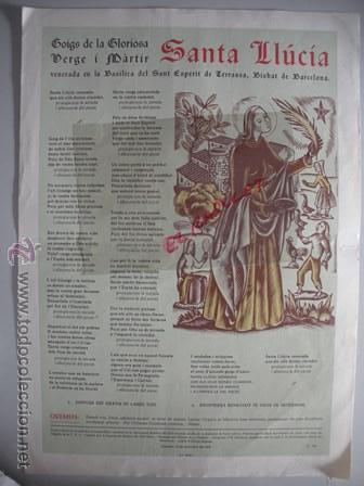 Coleccionismo: SANTA  LLUCIA - VENERADA EN LA BASILICA DEL SANT ESPERIT DE TERRASSA - BISBAT DE BARCELONA -