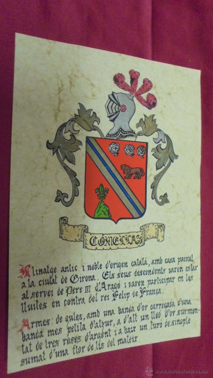 Sammelleidenschaft Papier: COMELLAS. ESCUDO HER&Aacute;LDICO. ESCUDO DE ARMAS. PINTADO A MANO.