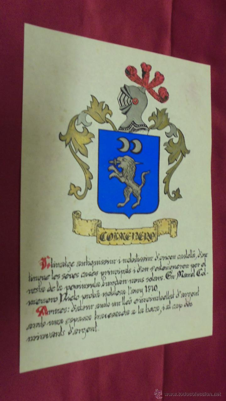 Sammelleidenschaft Papier: COLMENERO. ESCUDO HER&Aacute;LDICO. ESCUDO DE ARMAS. PINTADO A MANO.