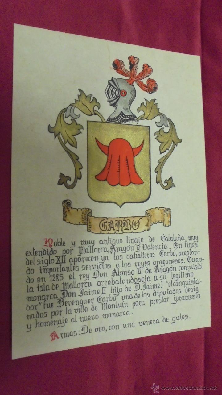 Sammelleidenschaft Papier: CARBO. ESCUDO HER&Aacute;LDICO. ESCUDO DE ARMAS. PINTADO A MANO.
