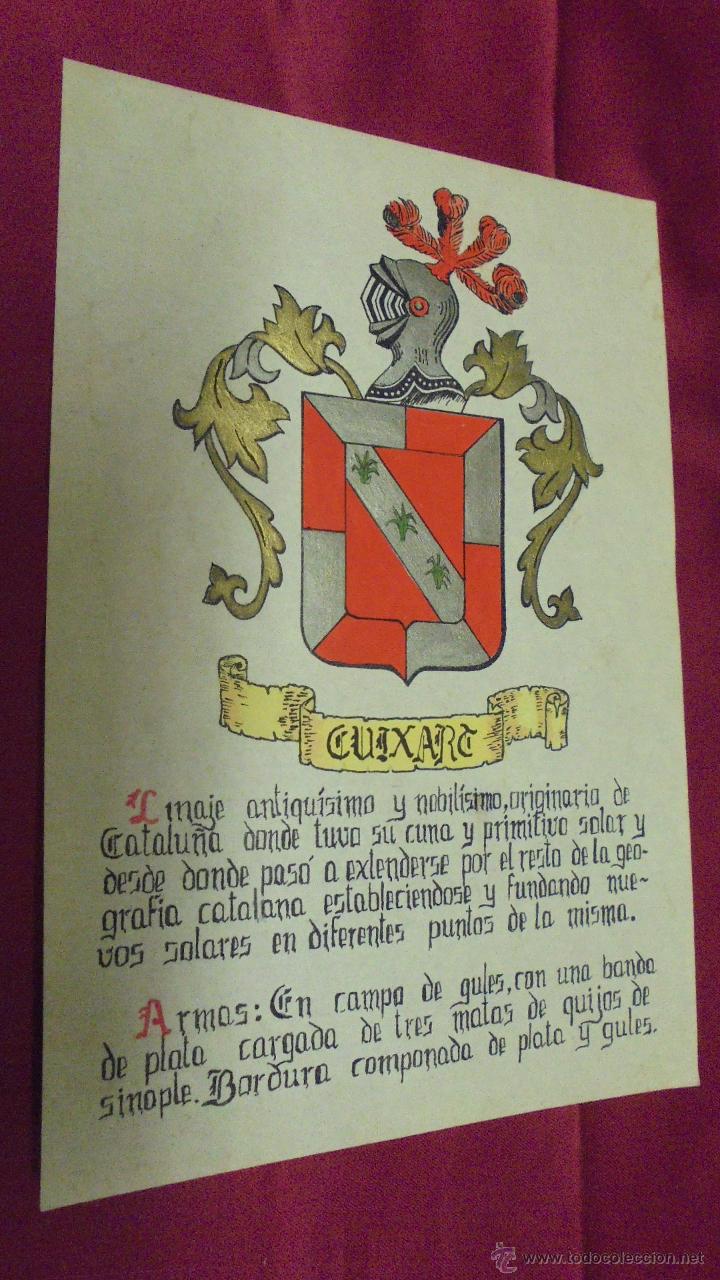 Sammelleidenschaft Papier: GUIXART. ESCUDO HER&Aacute;LDICO. ESCUDO DE ARMAS. PINTADO A MANO.