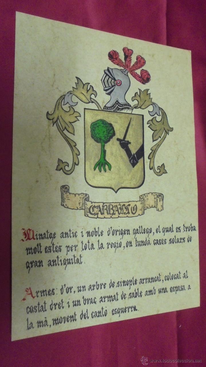 Sammelleidenschaft Papier: CARBALLO. ESCUDO HER&Aacute;LDICO. ESCUDO DE ARMAS. PINTADO A MANO.