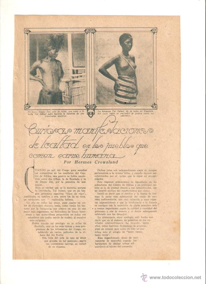 Collecting paper: A&Ntilde;O 1926 RECORTE PRENSA TRIBUS AFRICANAS CANIBALES TRIBU BAMBARA INSTRUMENTO MUSICAL TAMBOR GUERRERO