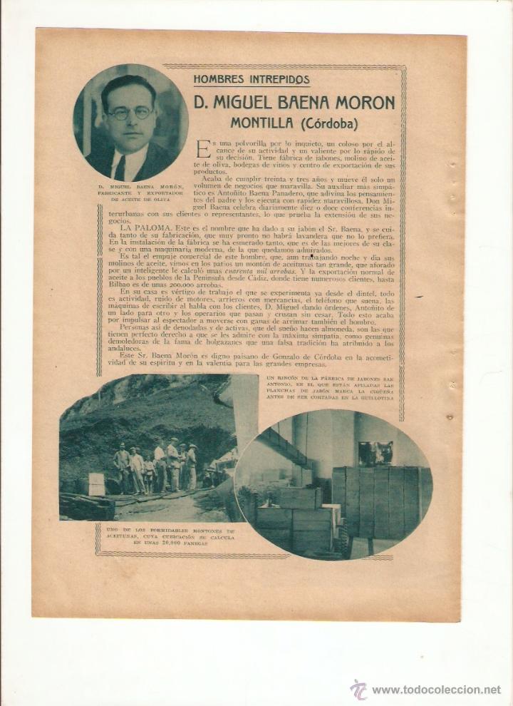 Collecting paper: A&Ntilde;O 1933 RECORTE PRENSA MONTILLA CORDOBA MIGUEL BAENA MORON FABRICA JABON LA PALOMA