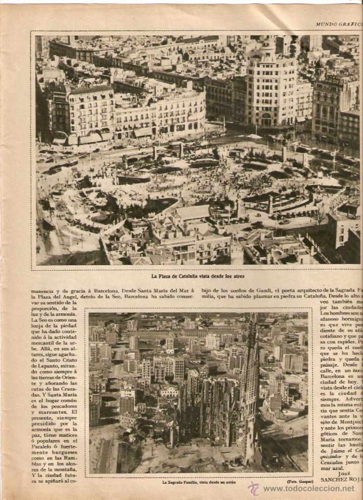 Coleccionismo: A&Ntilde;O 1930 RECORTE PRENSA FOTOGRAFIA AEREA DE BARCELONA PLAZA CATALU&Ntilde;A SAGRADA FAMILIA PLAZA ESPA&Ntilde;A