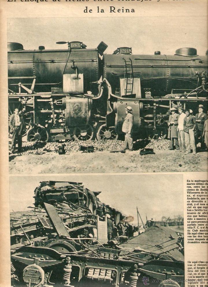 Collecting paper: A&Ntilde;O 1934 RECORTE PRENSA CHOQUE TRENES ENTRE ANDUJAR Y VILLANUEVA DE LA REINA PARO SEVILLA PUERTO
