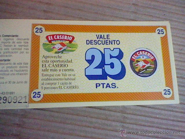 Collecting paper: vale descuento 1992 quesitos El Caserio 25 ptas