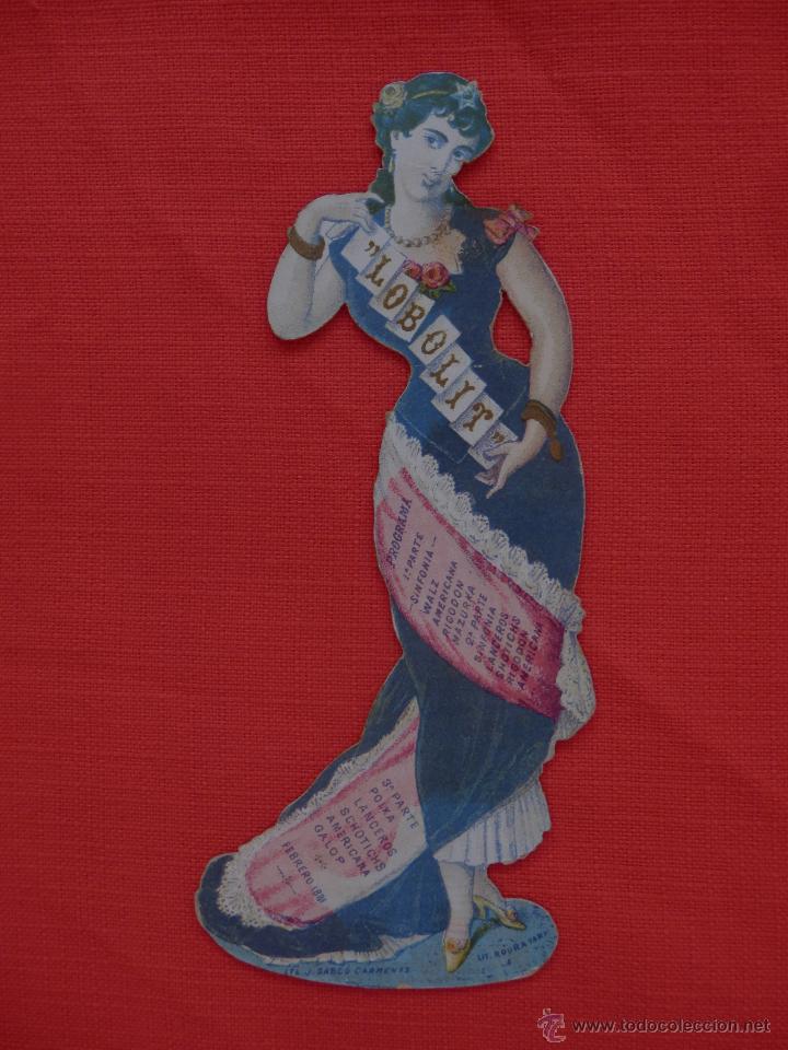 Colecionismo: lobolit, programa de mano de baile troquelado, febrero 1881, lit. roura
