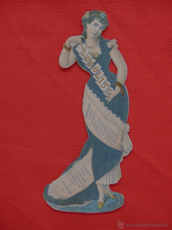 Colecionismo: lobolit, programa de mano de baile troquelado, febrero 1881, lit. roura