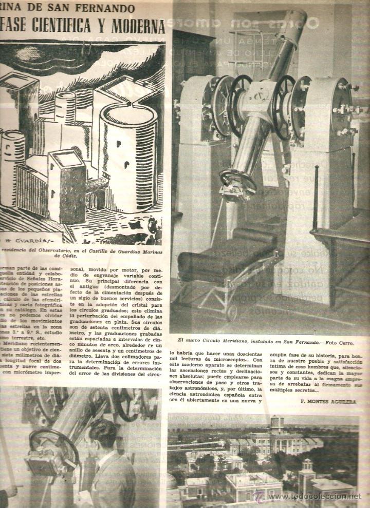 Collecting paper: A&Ntilde;O 1953 RECORTE PRENSA INSTITUTO OBSERVATORIO DE MARINA DE SAN FERNANDO CIRCULO MERIDIANO