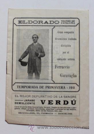 Coleccionismo: PROGRAMA EL DORADO DEL TEATRO DE CATALUNYA , FERRUCCIO GARAVAGLIA, KEAN, ALEJANDRO DUMAS, 1911
