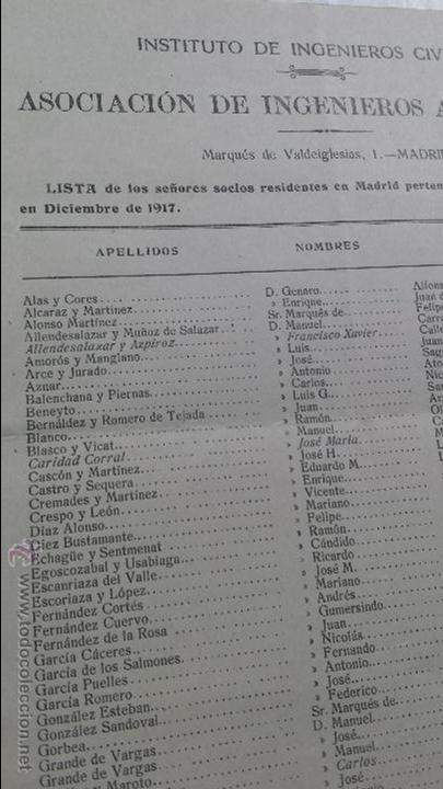 Sammelleidenschaft Papier: LISTA DE SOCIOS ASOCIACI&Oacute;N INGENIEROS AGRONOMOS RESIDENTES EN MADRID EN 1917