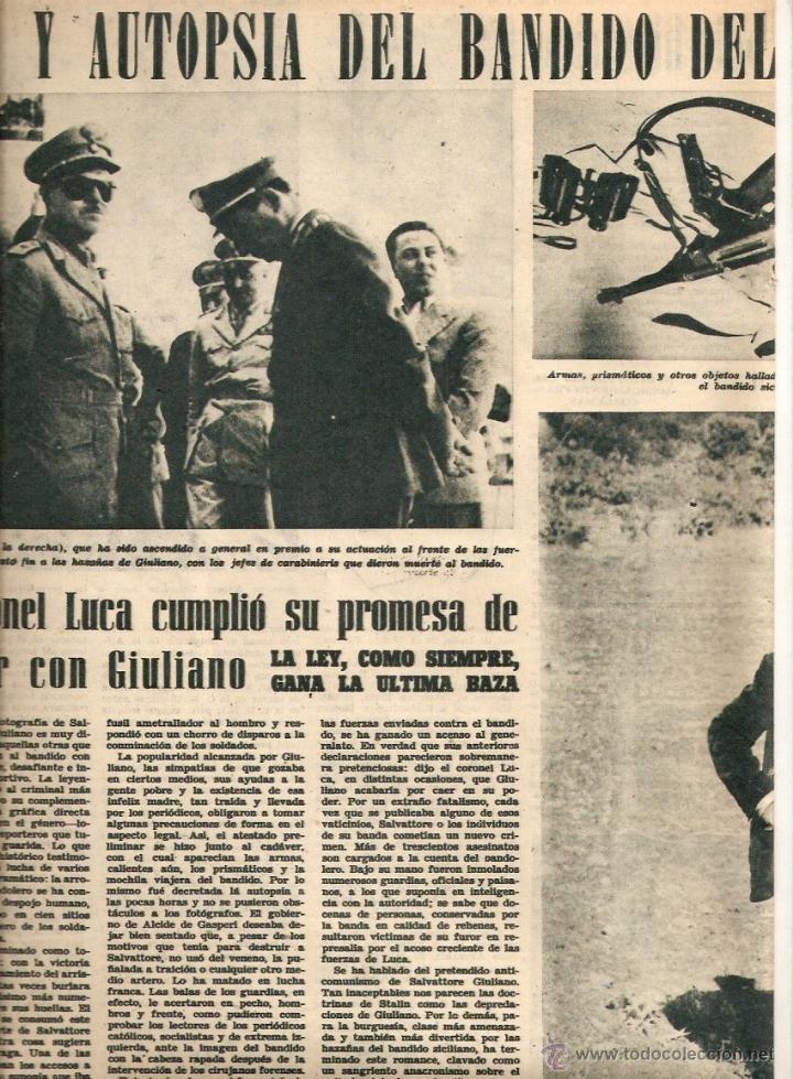 Collectionnisme: A&Ntilde;O 1950 RECORTE PRENSA CAZA AUTOPSIA BANDIDO DEL SIGLO SALVATTORE GIULIANO FLOID HAUGRON CIENTIFICA