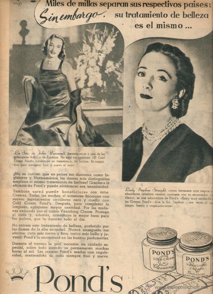 Collecting paper: A&Ntilde;O 1950 RECORTE PRENSA PUBLICIDAD CREMA BELLEZA PONDS JULIA ROOSEVELT DAPHNE STRAIGHT