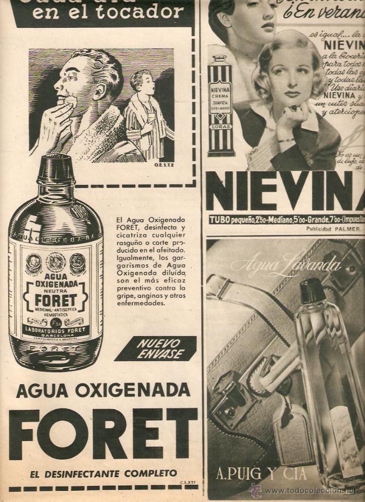 Collecting paper: A&Ntilde;O 1954 RECORTE PRENSA PUBLICIDAD AGUA OXIGENADA FORET NIEVINA COLONIA LAVANDA PUIG