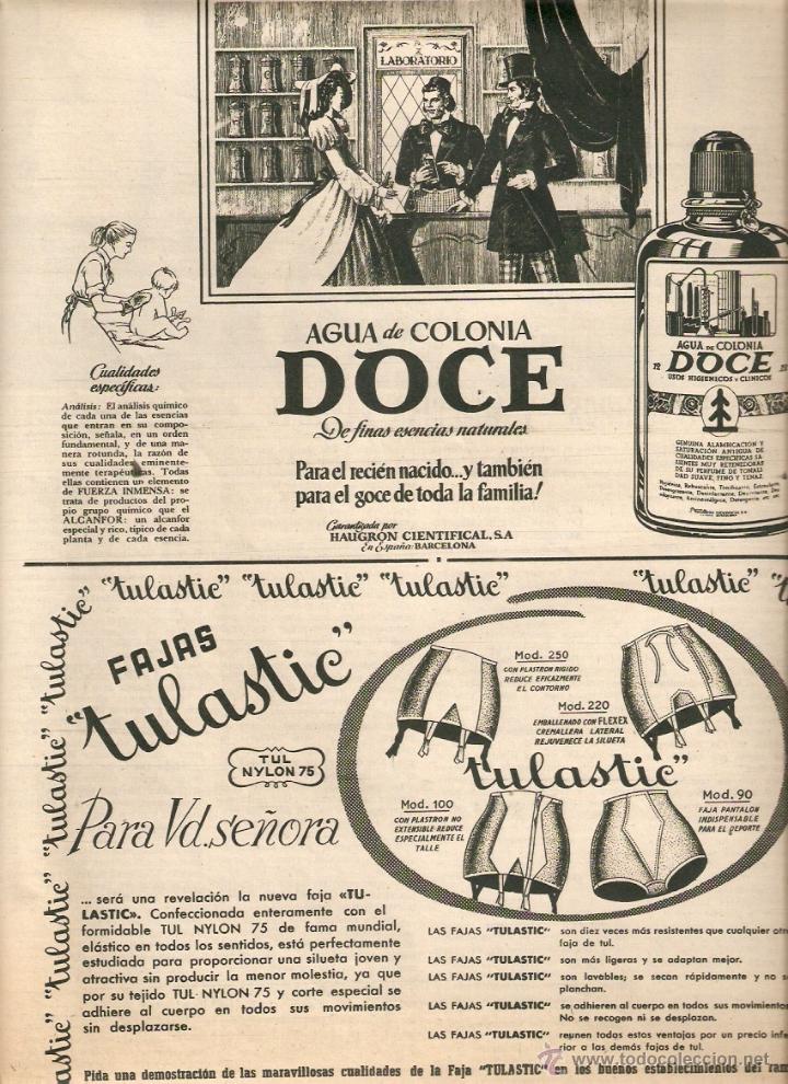 Collecting paper: A&Ntilde;O 1954 RECORTE PRENSA PUBLICIDAD AGUA DE COLONIA DOCE FAJAS TULASTIC