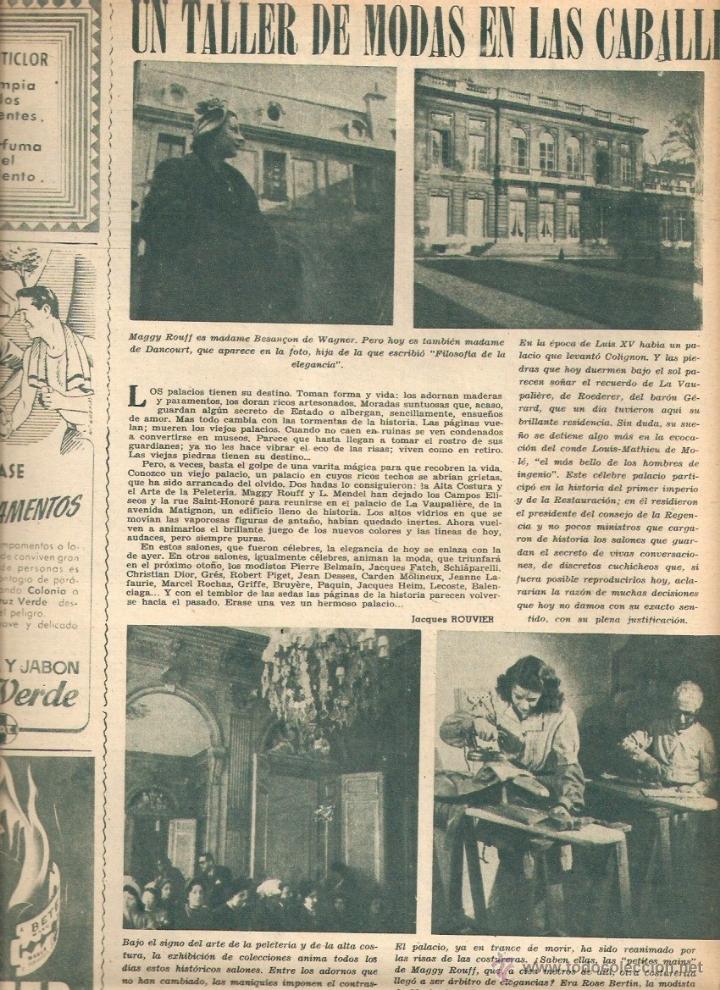 Collectionnisme: A&Ntilde;O 1949 RECORTE PRENSA TALLER DE MODAS EN PALACIO LA VAUPALIERE MAGGY ROUFF MENDEL PELETERIA