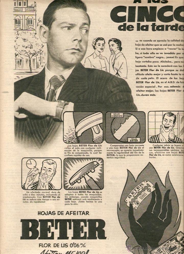 Collectionnisme: A&Ntilde;O 1954 RECORTE PRENSA PUBLICIDAD HOJAS DE AFEITAR BETER