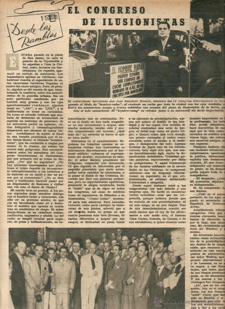 Collecting paper: A&Ntilde;O 1950 RECORTE PRENSA CONGRESO ILUSIONISTAS BARCELONA HOMBRE RADAR JOSE SANJUANE GUASCH