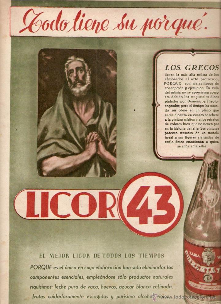Collectionnisme: A&Ntilde;O 1951 RECORTE PRENSA PUBLICIDAD BEBIDAS LICOR CUARENTA Y TRES 43