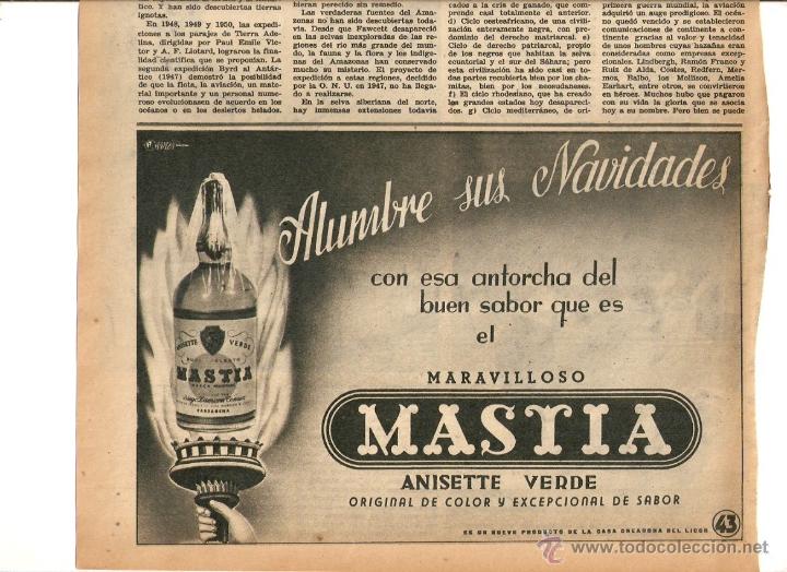 Collecting paper: A&Ntilde;O 1950 RECORTE PRENSA PUBLICIDAD BEBIDAS ANISETTE VERDE MASTIA