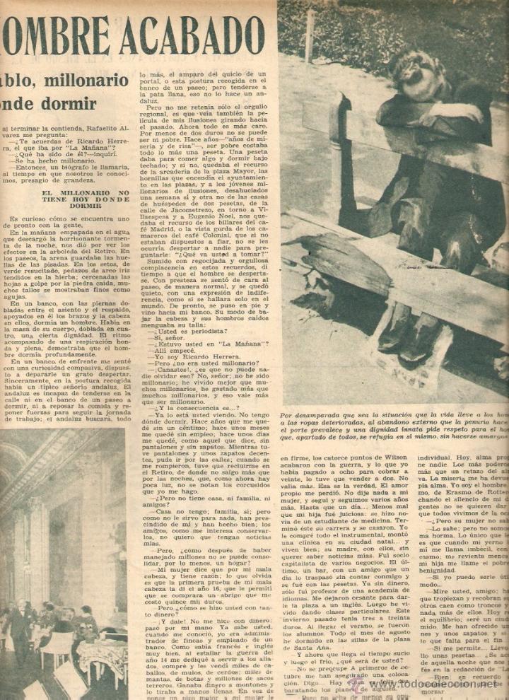Collectionnisme: A&Ntilde;O 1949 RECORTE PRENSA VIDA Y AZAR DE UN MILLONARIO EN LA RUINA RICARDO HERRERA PABLO