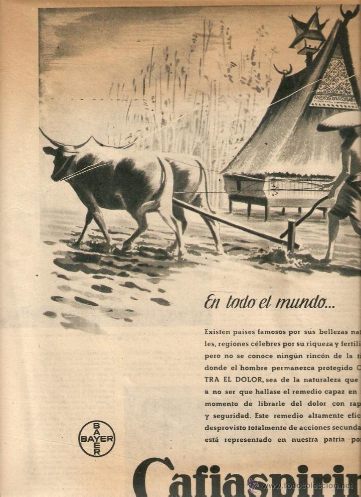 Collectionnisme: A&Ntilde;O 1950 RECORTE PRENSA PUBLICIDAD CAFIASPIRINA BAYER PRODUCTOS FARMACEUTICOS