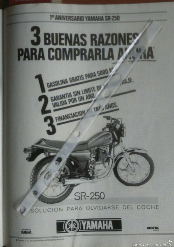 Collecting paper: Publicidad moto Yamaha SR-250 de 1984
