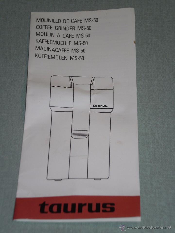 Coleccionismo: INSTRUCCIONES DE USO MOLINILLO DE CAFE MS-50 , TAURUS . A&Ntilde;OS 80 -