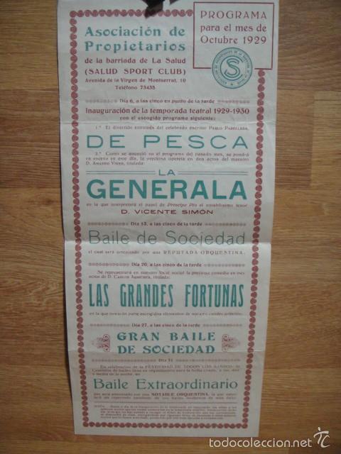 Sammelleidenschaft Papier: asociacion de propietarios barriada de la salud - programa para octubre de 1929
