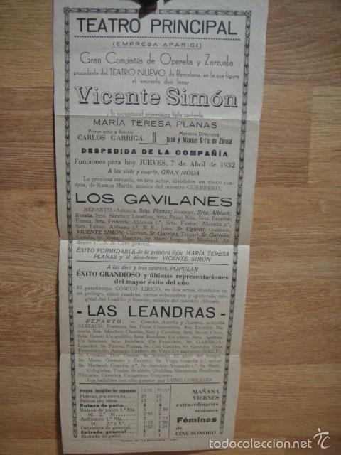 Sammelleidenschaft Papier: teatro principal de zaragoza - compa&ntilde;ia de zarzuela , empresa aparici - a&ntilde;o 1932
