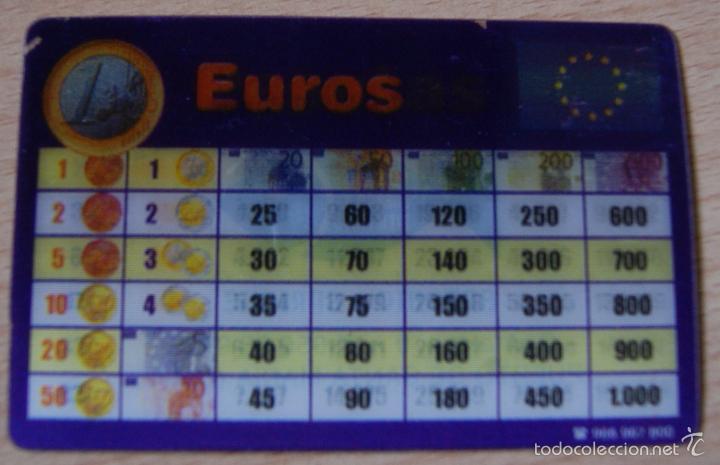 Coleccionismo: Conversor pl&aacute;stico pesetas a euros. Tarjeta &oacute;ptica conversora publi. Bar Pescaito.Puerto de Santa M&ordf;