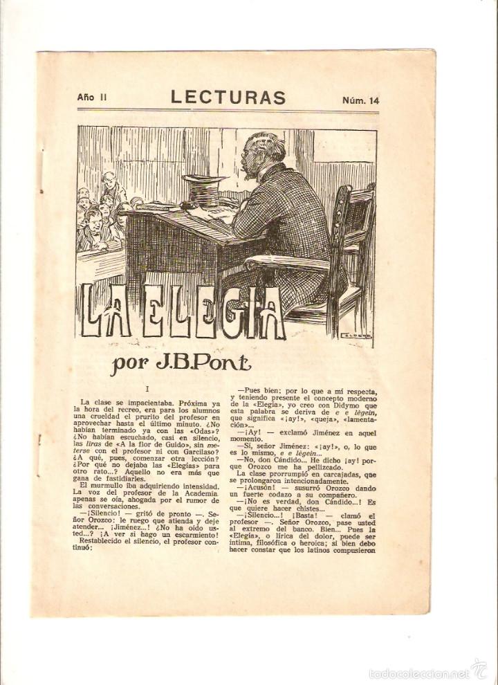 Collectionnisme: A&Ntilde;O 1922 RECORTE PRENSA RELATO CORTO LA ELEGIA J B PONT ILUSTRACIONES CALDERE DIBUJO