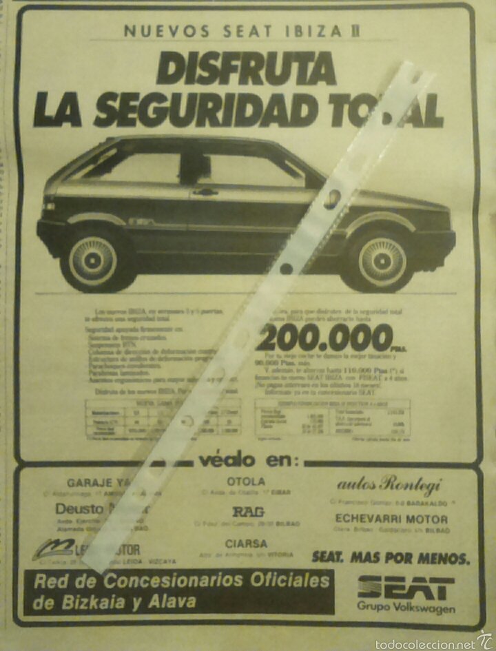 Coleccionismo: Publicidad automovil Seat Ibiza II