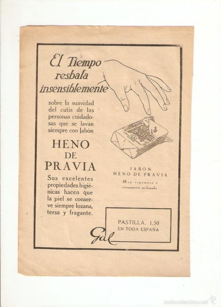 Collectionnisme: A&Ntilde;OS 20 RECORTE PRENSA PUBLICIDAD PASTILLA DE JABON HENO DE PRAVIA PERFUMERIA GAL