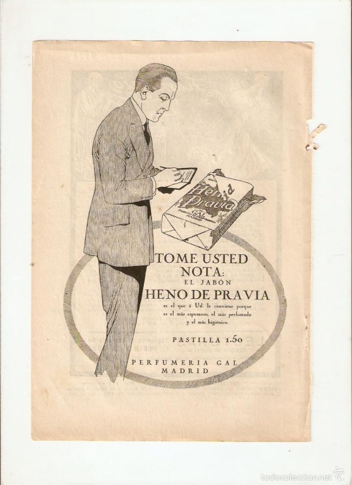 Sammelleidenschaft Papier: A&Ntilde;O 1922 RECORTE PRENSA PUBLICIDAD PASTILLA DE JABON HENO DE PRAVIA PERFUMERIA GAL