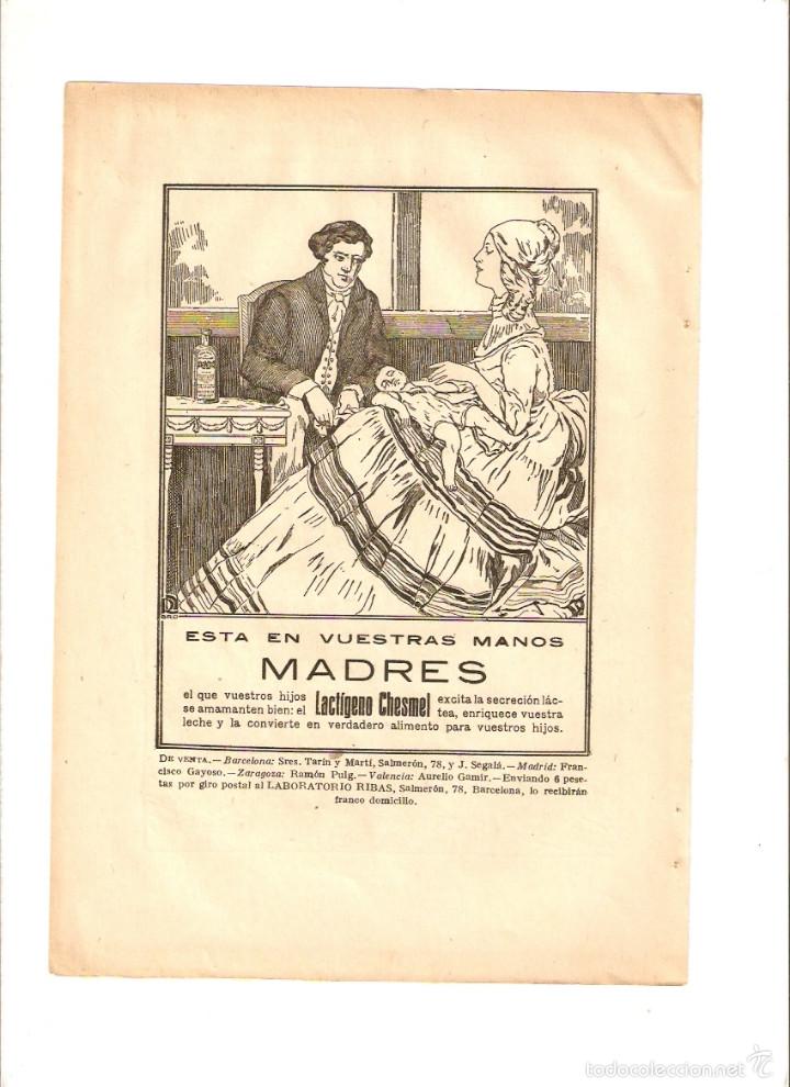 Collectionnisme: A&Ntilde;O 1923 RECORTE PRENSA PUBLICIDAD LACTIGENO CHESMEL