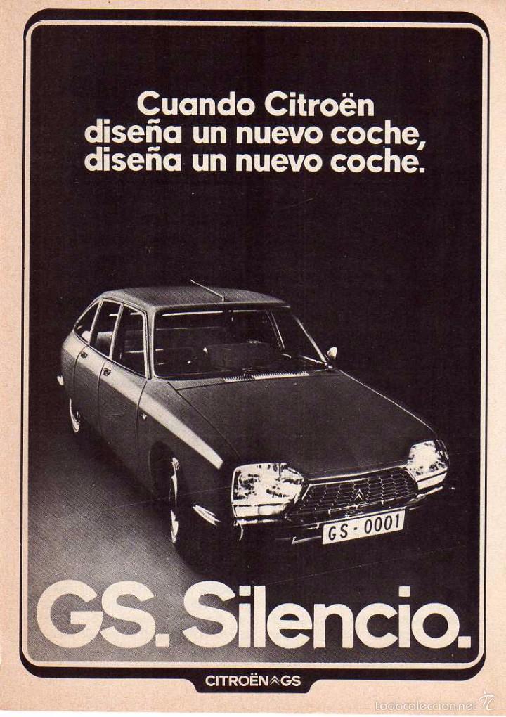 Coleccionismo: ANUNCIO PUBLICIDAD AUTOS CITROEN GS